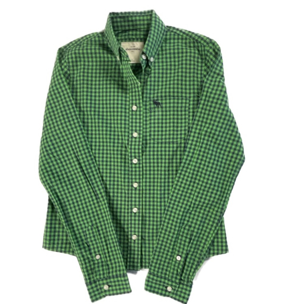 abercrombie Kids Green Check Long Sleeve Button Down Size Large (10-12)